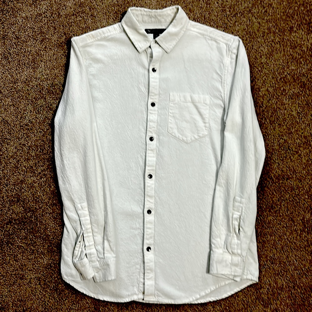 White long-sleeve button down.
